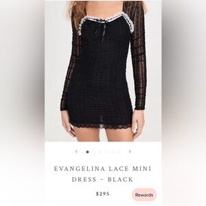 NWT LOVE SHACK FANCY EVANGELINA LACE MINI DRESS BLACK Size XS NWT